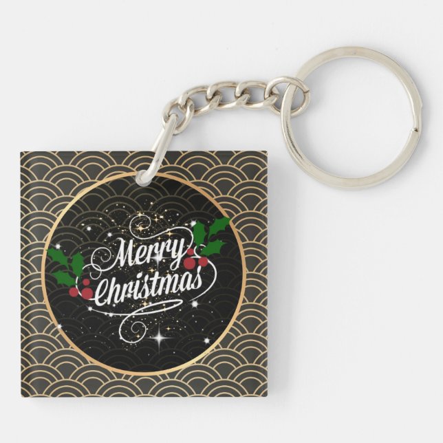 Merry Christmas, popular design Keychain (Back)