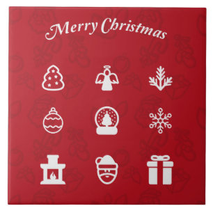 Merry Christmas Popular Icons set Ceramic Tile