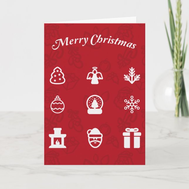 Merry Christmas Popular Icons set Holiday Card (Front)