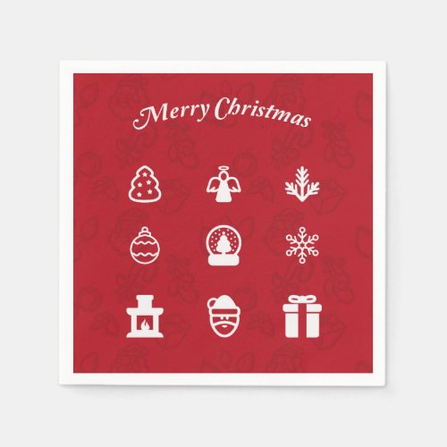 Merry Christmas Popular Icons set Napkins