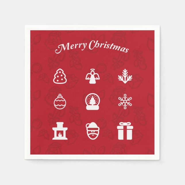 Merry Christmas Popular Icons set Napkins (Front)