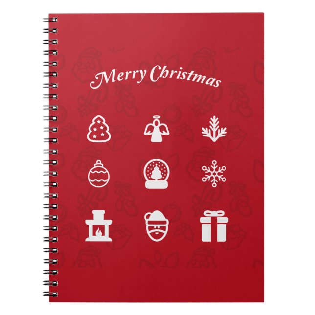 Merry Christmas Popular Icons set Notebook (Front)