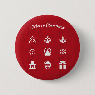 Merry Christmas Popular Icons set Pinback Button