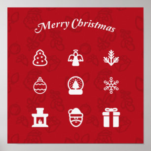 Merry Christmas Popular Icons set Poster