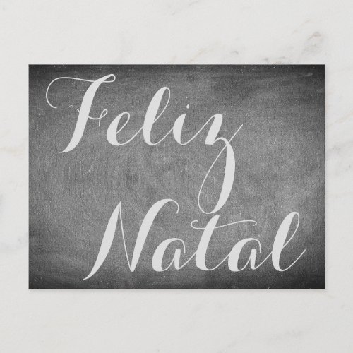 Merry Christmas Portuguese Chalkboard Typography Holiday Postcard