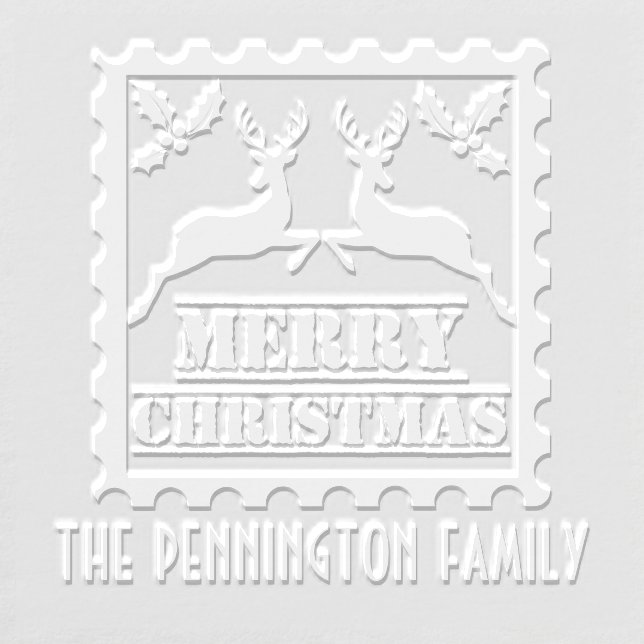 Merry Christmas Postage Stamp Family Name Embosser (Design)