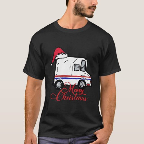 Merry Christmas Postal Truck Mail Carrier Gift San T_Shirt