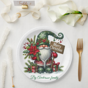 Merry Christmas Postcard Paper Plates