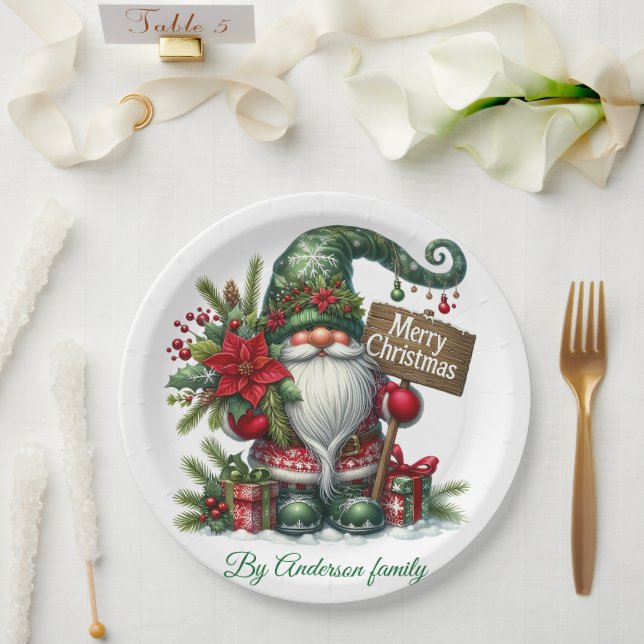 Merry Christmas Postcard Paper Plates (Wedding)