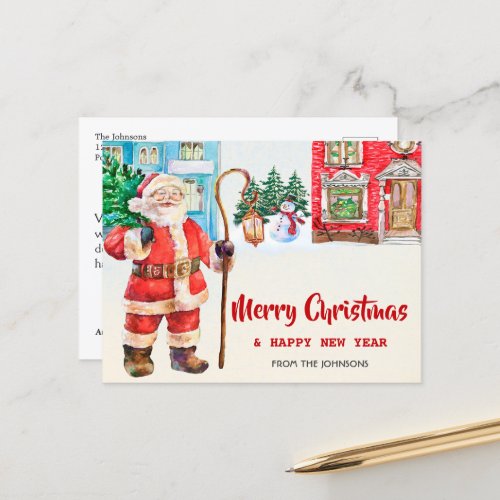 Merry Christmas postcard Seasons greetings card