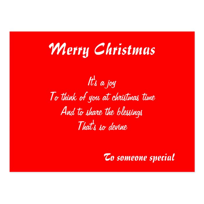 Merry christmas postcards someone special