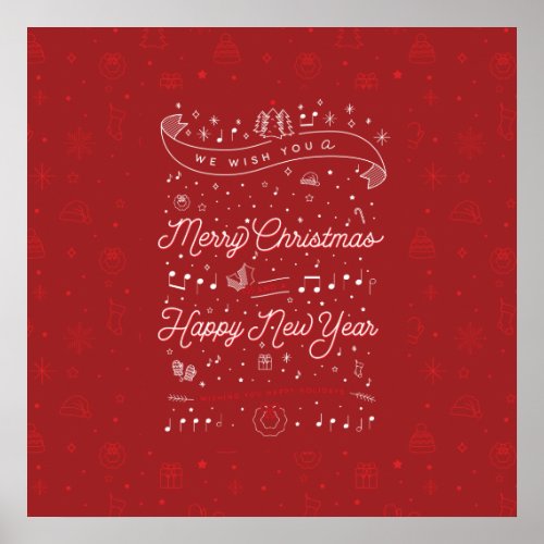 Merry Christmas Poster 24x24  Red
