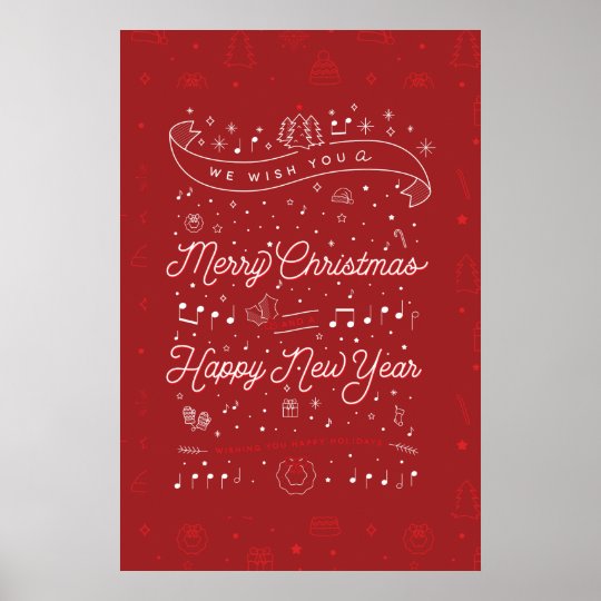 Merry Christmas Poster 24x36 / Black | Zazzle.com