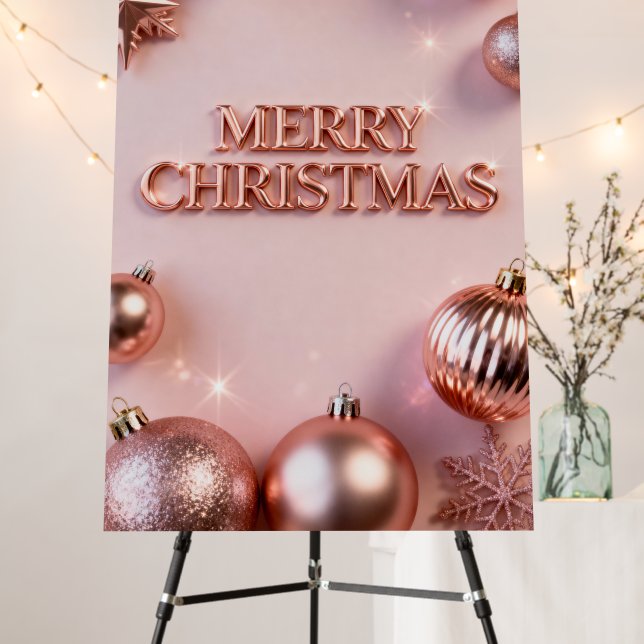 Merry Christmas Poster – Elegant Rose (In Situ (Stand))