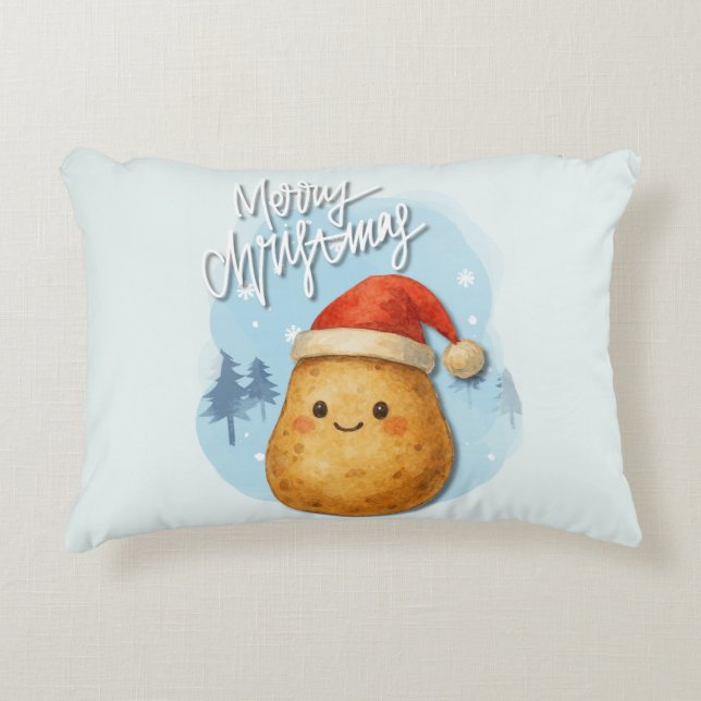 Merry Christmas Potato Accent Pillow (Front)