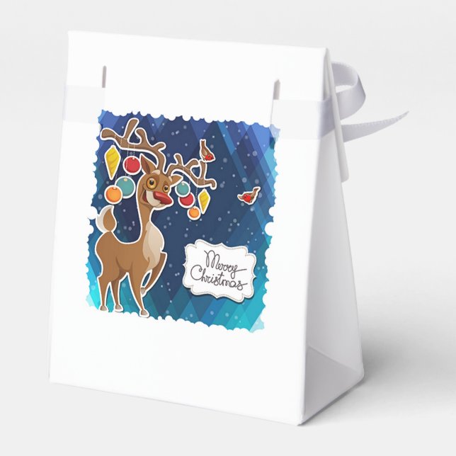 Merry Christmas Prancing Reindeer Favor Boxes (Back Side)