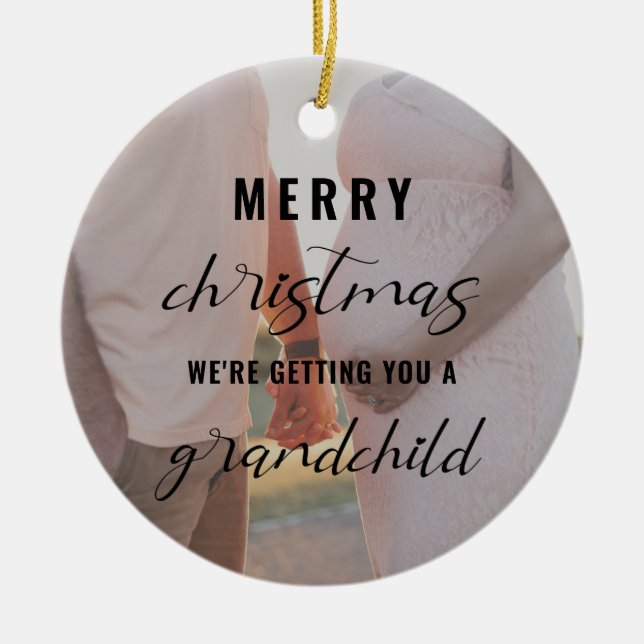 merry Christmas pregnancy/baby announcement photo Ceramic Ornament (Front)