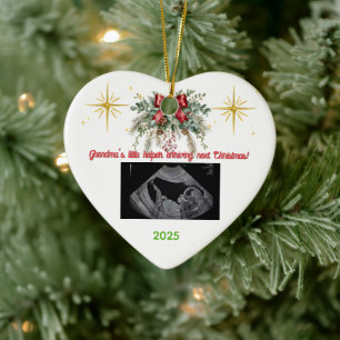 Merry Christmas Pregnancy Ultrasound Photo Grandma Ceramic Ornament