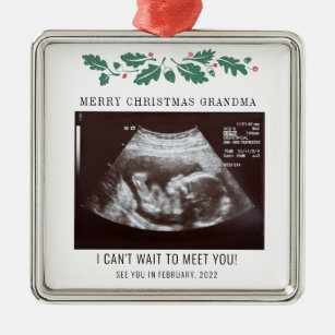 Merry Christmas Pregnancy Ultrasound Photo Grandma Metal Ornament