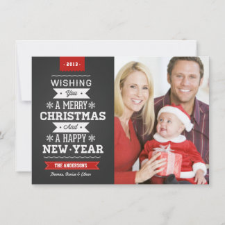 Merry Christmas Preppy Chalkboard Photo Card