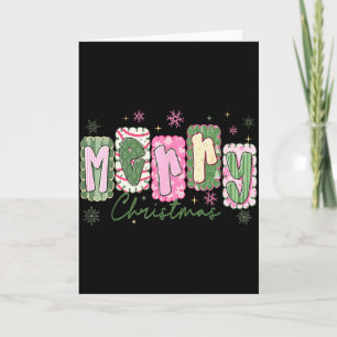 Merry Christmas Preppy Girly Girl Women Kids Xmas Card