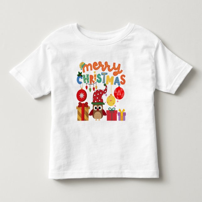 MERRY CHRISTMAS PRESENTS LIGHTS SANTA NEW YEAR EVE TODDLER T-SHIRT (Front)