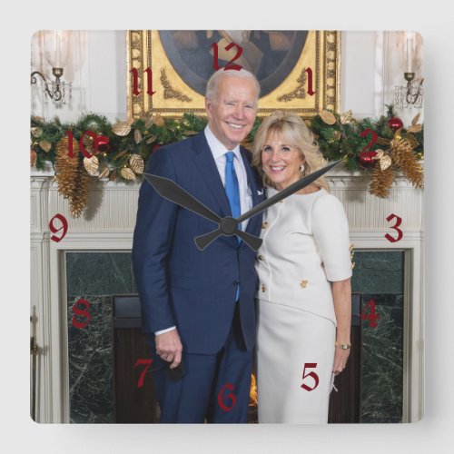 Merry Christmas President Joe Biden  1st Lady Square Wall Clock