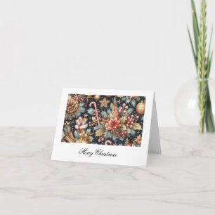 Merry Christmas Pretty Floral Design Pattern Card