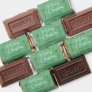 Merry Christmas Pretty Green Wreath Custom Party Hershey's Miniatures