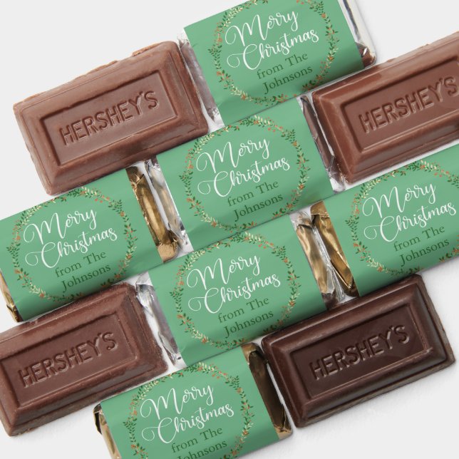 Merry Christmas Pretty Green Wreath Custom Party Hershey's Miniatures (Assorted)