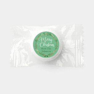 Merry Christmas Pretty Green Wreath Custom Party Life Saver® Mints