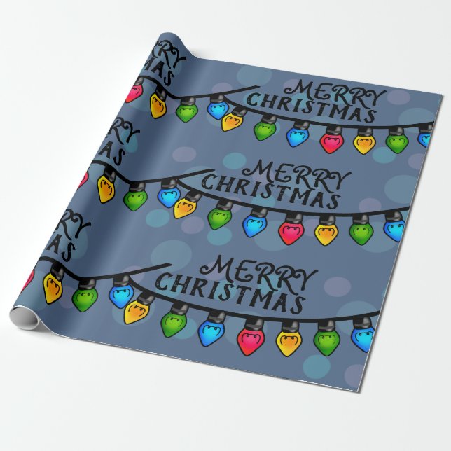 Merry Christmas Pretty Light Decoration Wrapping Paper (Unrolled)