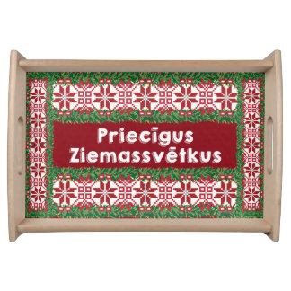 Merry Christmas Priecīgus Ziemassvētkus Serving Tray