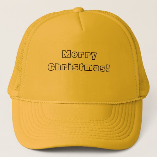 Merry Christmas Printed Text_Cap Yellow and Yellow Trucker Hat