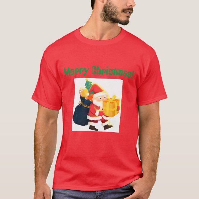 Merry Christmas Printed Wish Elegant Handsome Cool T-Shirt (Front)