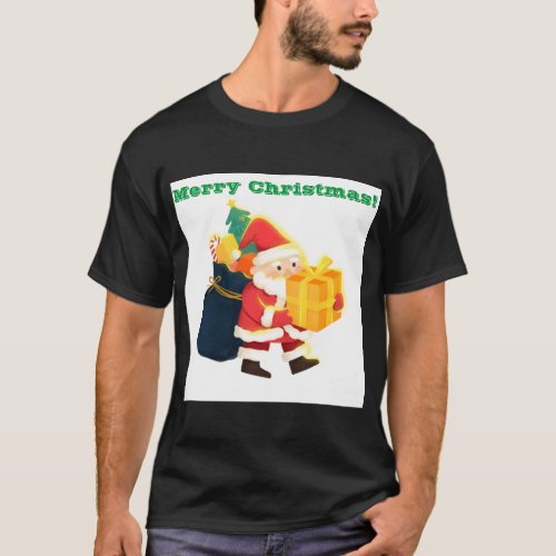 Merry Christmas Printed Wish Magic_Tee Black Color T_Shirt