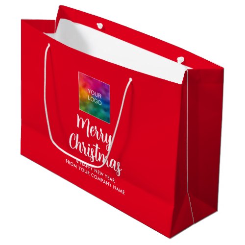 Merry Christmas Promotional Business Logo Custom Large Gift Bag