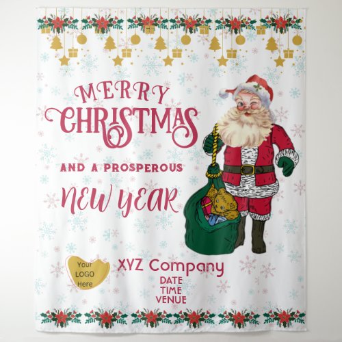 Merry Christmas Prosperou New Year Corporate Logo Tapestry