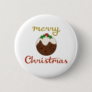 Merry Christmas+Pudding Design Button