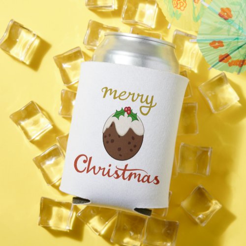 Merry ChristmasPudding Design Can Cooler