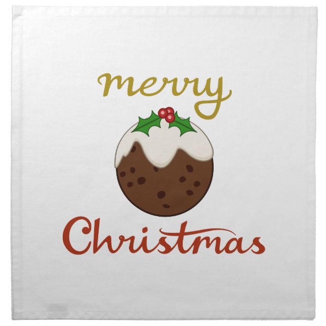 Merry Christmas+Pudding Design Cloth Napkin (Front)