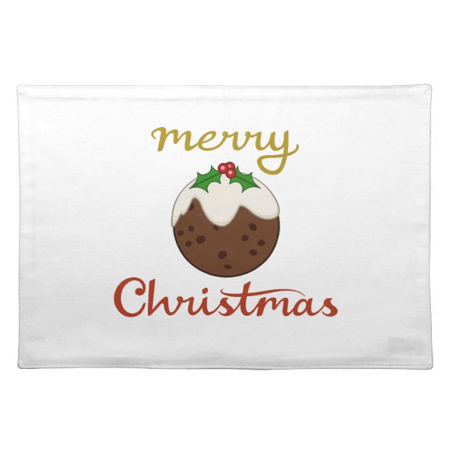 Merry Christmas+Pudding Design Cloth Placemat (Front)