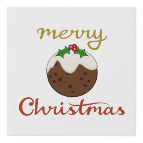Merry ChristmasPudding Design Faux Canvas Print