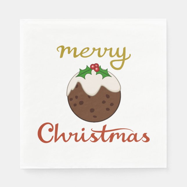 Merry Christmas+Pudding Design Napkins (Front)
