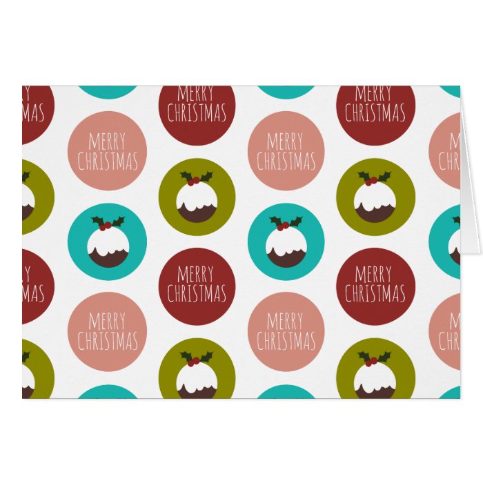 Merry Christmas Pudding Polka Dot Pattern Cards