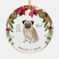 Merry Christmas Pug | Add Your Dog's Photo Ceramic Ornament