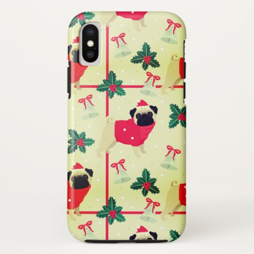 Merry Christmas Pug iPhone X Case