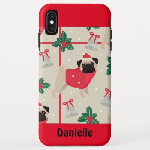 Merry Christmas Pug iPhone XS Max Case