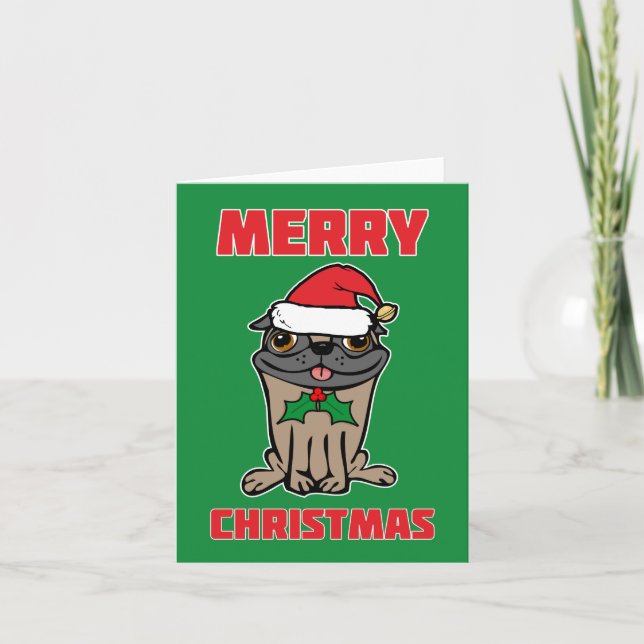Merry Christmas Pug Holiday Card (Front)