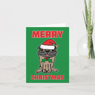 Merry Christmas Pug Holiday Card